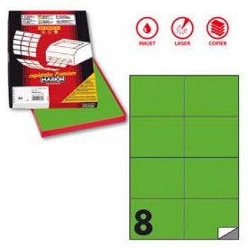 MARKIN Etichetta Adesiva C / 512 Verde Fluo 100fg A4 105x74mm (8et / fg)