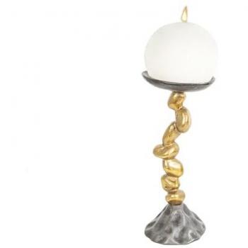 Fijalo Portavela Decorativa Piedrecitas Aluminio Negro/Dorado