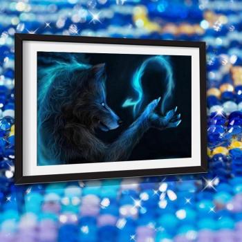 Full Blue Wolf Diamond Embroidery Kit (20x30cm)