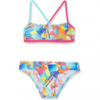 Speedo Spectrum Splash Crossback, Bikini para Mujer, Multicolor (Rosa/Verde), 30