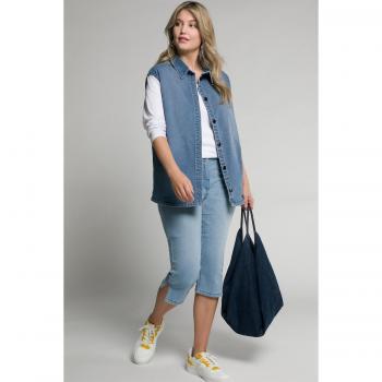 Gilet di jeans oversize con bottoni colletto donna blu 64/66 cotone
