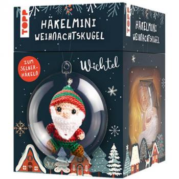 Mini-Weihnachtskugel Häkelset mit Wichtel-Motiv