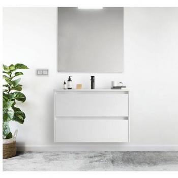 Mueble suspendido de baño 100 cm Nova en madera blanca