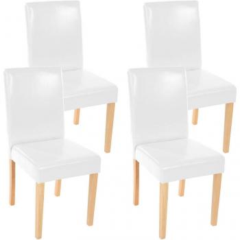 HHG 4‑Stuhl‑Set für Küche und Esszimmer – MVG-zertifiziert, weißer Kunstlederlook