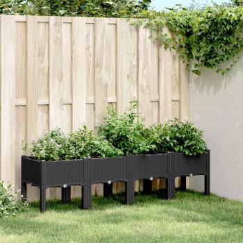 Floreira Elevada de Jardim 160x40x42 cm PP Preto