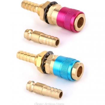 TIG Welding Torch Water-Cooled Gas Adapter Quick Connect Fitting with 8mm Plug