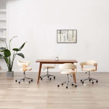 VidaXL Drehbare Esszimmerstühle 4 Stk. Creme Kunstleder