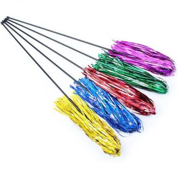 Colorful Ribbon Cat Toy Wand - 10pcs, 50cm Long Plastic Stick