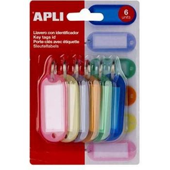Lot de 6 porte-clés avec étiquette Apli assortiment de couleur