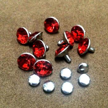 100 Sets 8mm Red Acrylic Crystal Nailhead Studs for Bags and Shoes
