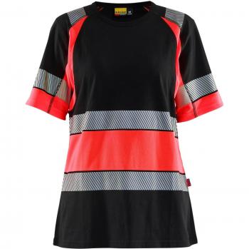 T-shirt de sécurité haute visibilité femme Blaklader rouge et noir