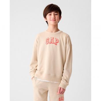 GAP - Felpa girocollo con stampa logo, Uomo, Bianco panna, Taglia XL/152-158