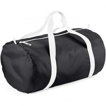 BagBase Packaway Barrel Bag / Duffle Water Resistant Travel Bag (32 Liters) One Size black/white