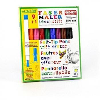Eco-Friendly Felt Tip Pens - 9 Colors + Eraser