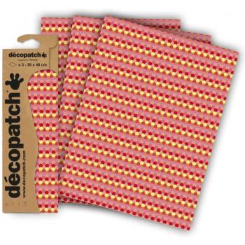 Décopatch-Fluo-Rot-Motivpapier (Set aus 3 Stück, 40 cm × 30 cm)