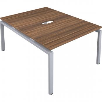 TC Group Telescopic 2 Person Bench 1200 x 800 Cut Out Dark Walnut-Silver