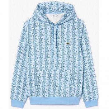 Lacoste Fleece-Hoodie mit Jacquardmuster, Himmelblau, Größe M