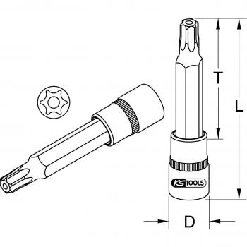 Embout Torx ½ à trou frontal long TB70