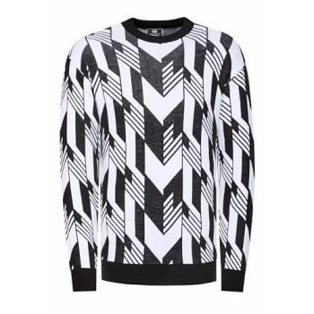 Rusty Neal Herren-Rundhals-Pullover – M – schwarz/weiß
