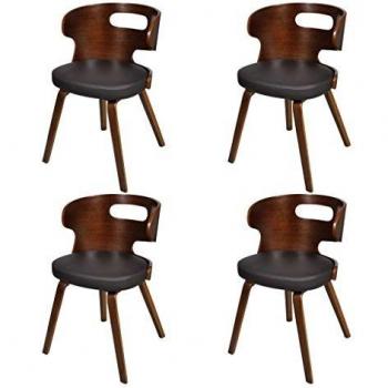 Lot de 4 chaises de salle à manger en cuir marron