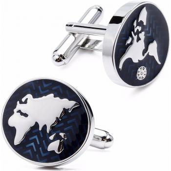 Gemelos de negocios vintage para hombre, accesorios de boda, diseño de planeta azul