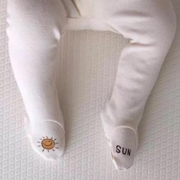 Baby Boys and Girls White Cotton Leggings - Newborn Cartoon Spring Autumn 0-24 M