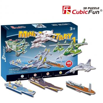 Miniatur-Militär: Flugzeug- und Schiffspuzzle 3D
