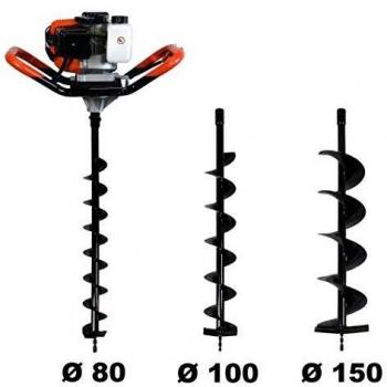 Trivella a scoppio 52 cm³, 3 CV + set di 3 punte (80, 100 e 150 mm)