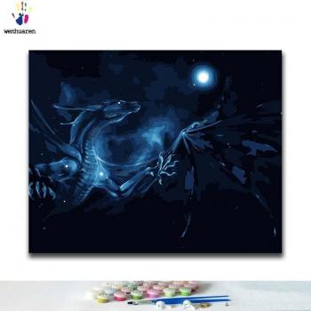 Paint by Numbers DIY Kit: Dragon in the Dark - 40x50 cm Framed