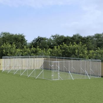 Perrera de exterior acero galvanizado plateado 6x14x2 m