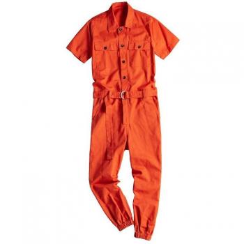 ZYYong Men's Hip Hop Multi-Pocket Overalls