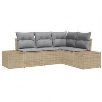 Set Divano da Esterno 4 Pezzi con Cuscini Beige