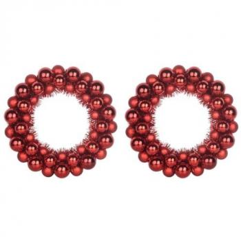 Boules de Noël en Couronne – 2 pièces, rouge, 33 × 33 × 7 cm