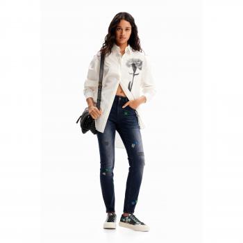 Jeans skinny push-up in cotone ricamati