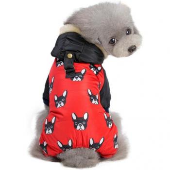 Charming Warm Printed Pet Clothing for Dogs and Cats with Four-Legged Buckle - Autumn and Winter Collection