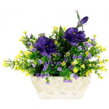 Kunstpflanze Blüten „I.G.E.A.“ – 30 × 28 × 24 cm, gelb & violett, Polyester