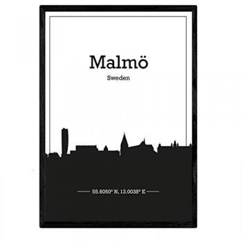 Póster con Mapa de Malmö, Suecia