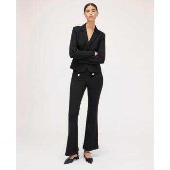 Pantalón de Mujer Estilo Flare con Detalles Metálicos