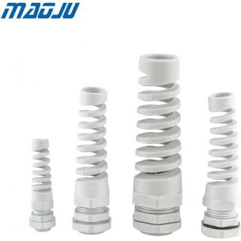 5pcs Black White Spiral Cable Gland PG21 M25 M27 Anti-Bend Strain Relief Wire Connector