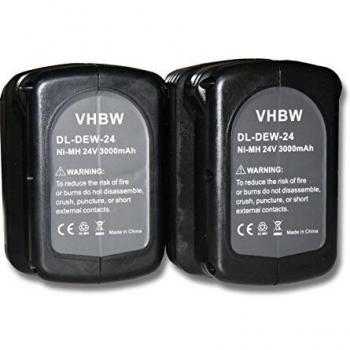 Vhbw - Batterie 2x NiMH 3000mAh 24V per Dewalt DE0240-XJ