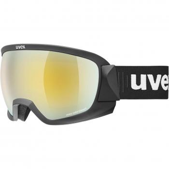 Óculos Snowboard UVEX Unisex Alto Contraste Espelho Lente Única CV Preto Fosco Verde Dourado