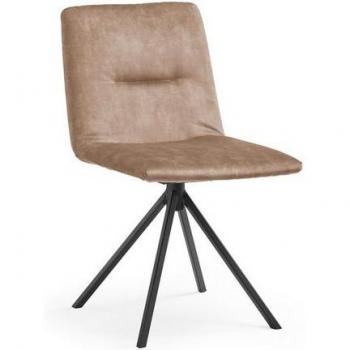 Musterring JustB SP500 Sitzkissenstuhl – Beige Velours, armlehnlos, drehbar, schwarzes Gestell