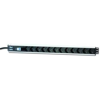 Disjoncteur intégré 12‑prises 2P+T 45° – 250 V / 16 A – Panneau PDU