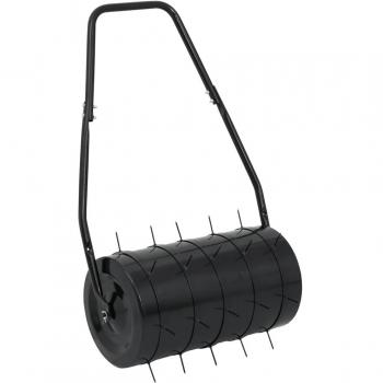 Rullo Giardino VidaXL con Aeratore a Morsetti Nero 42 L Acciaio e Ferro