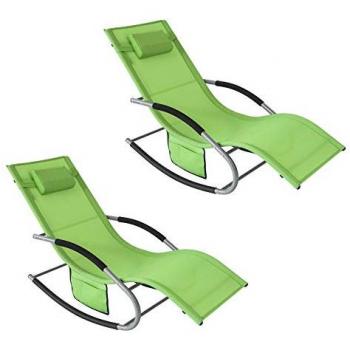 Green Sun Lounger Duo with Side Bag - OGS28-GRx2