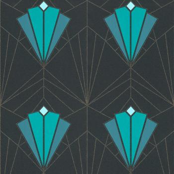 Debona Isadora Teal Gold Wallpaper Paste The Wall Glitter Textured Vinyl
