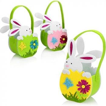 Com-four® 3X Osterkörbchen - Hase aus Filz zum Verschenken