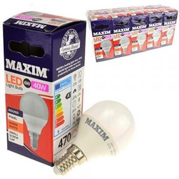 MAXIM LED BULB ROUND WARM WHITE SES 6W/40W