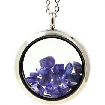 Ruwe Tanzanite Medaillonketting 30 mm van ABIJOUX