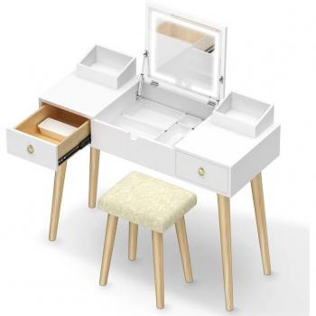 Specchio Rilassante Bigzzia con Sgabello e Tre Luci
